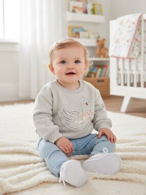 Jumping Beans Baby Girl Swan Sweatshirt 12M Gray
